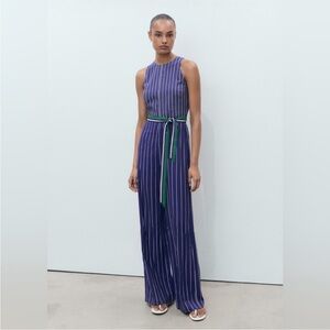 Mango Purple Striped Jumpsuit